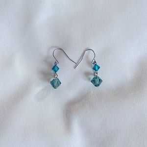 NEW • Drop Earrings in Aquamarine-Colored & Green Kunzite-Colored Crystals💎